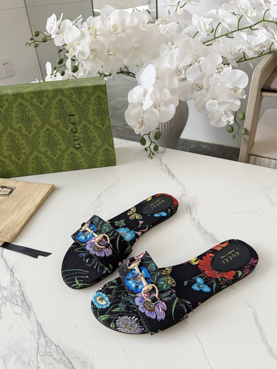 GC sandale floral noire